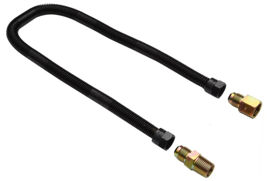 1/2″ OD x 3/8″ ID 24″ Non-Whistle Flexible Flex Gas Line Connector Kit for NG or LP Fire Pit and Fireplace