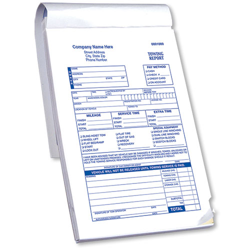 Towing Report Book with Checklist - 3-Part Carbonless - Pack 5