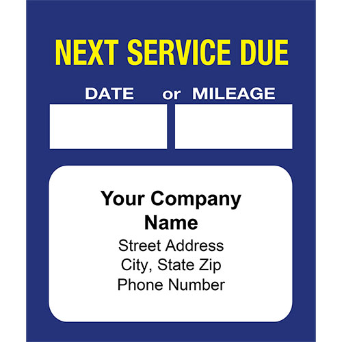 High-Visibility Auto Service Reminder Stickers - Blue