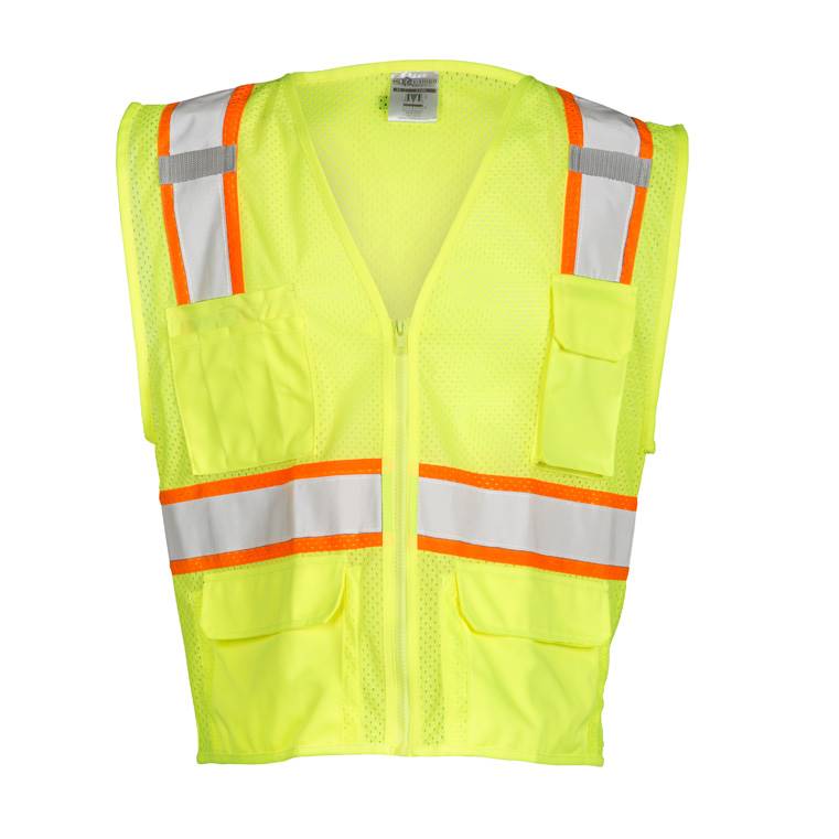 ML Kishigo 1195 Class 2 Ultra-Cool 6-Pocket Safety Vest - Yellow/Lime