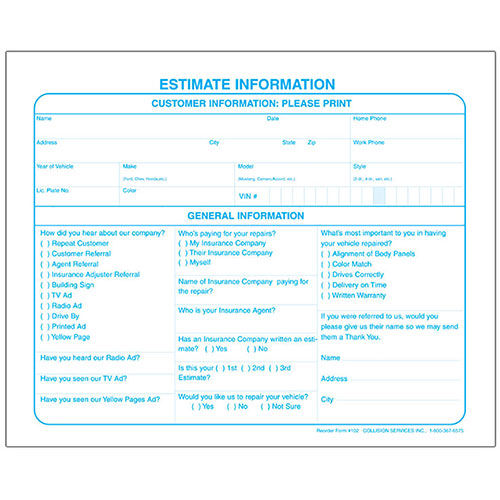 Customer Information Sheets - Horizontal
