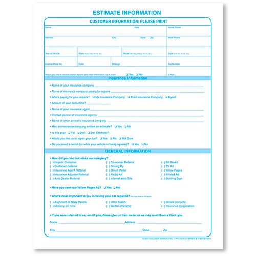 Customer Information Sheets - Vertical (Expanded)