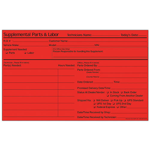 In-House Supplement Parts Form - Red