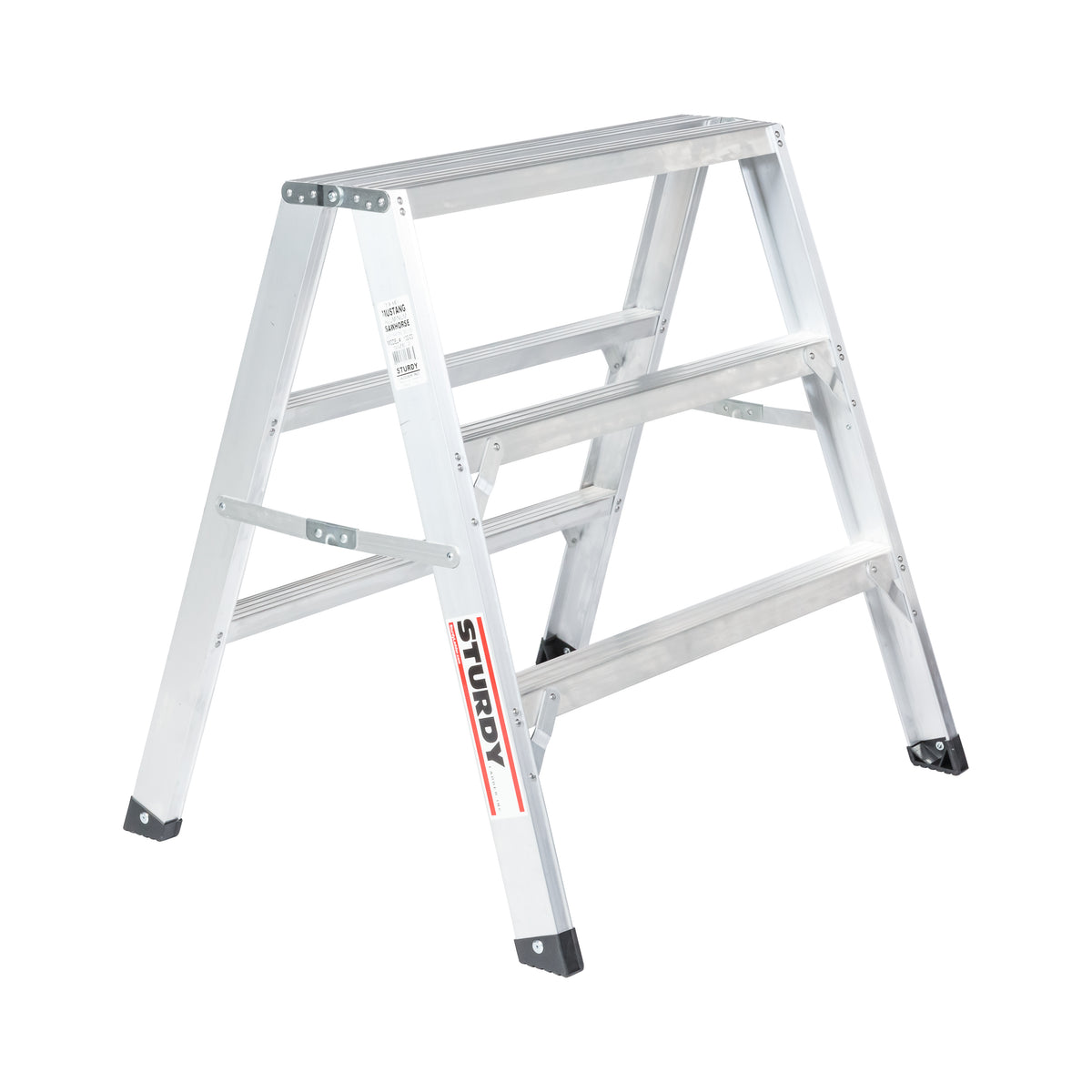 Sturdy Ladders 130 Series Aluminum Sawhorse Ladder Mustang 300 lb Rated- 3'