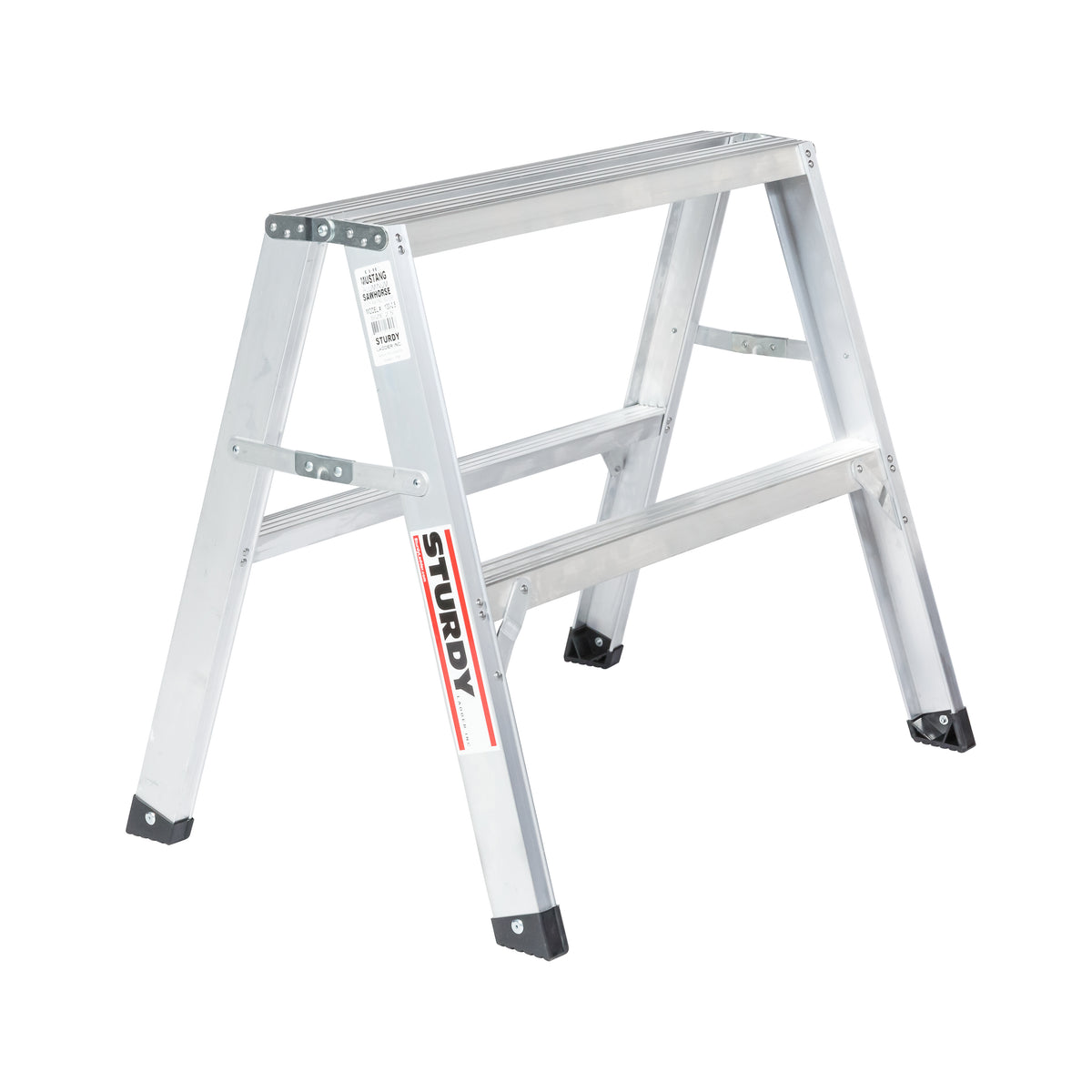 Sturdy Ladders 130 Series Aluminum Sawhorse Ladder Mustang 300 lb Rated- 2.5'