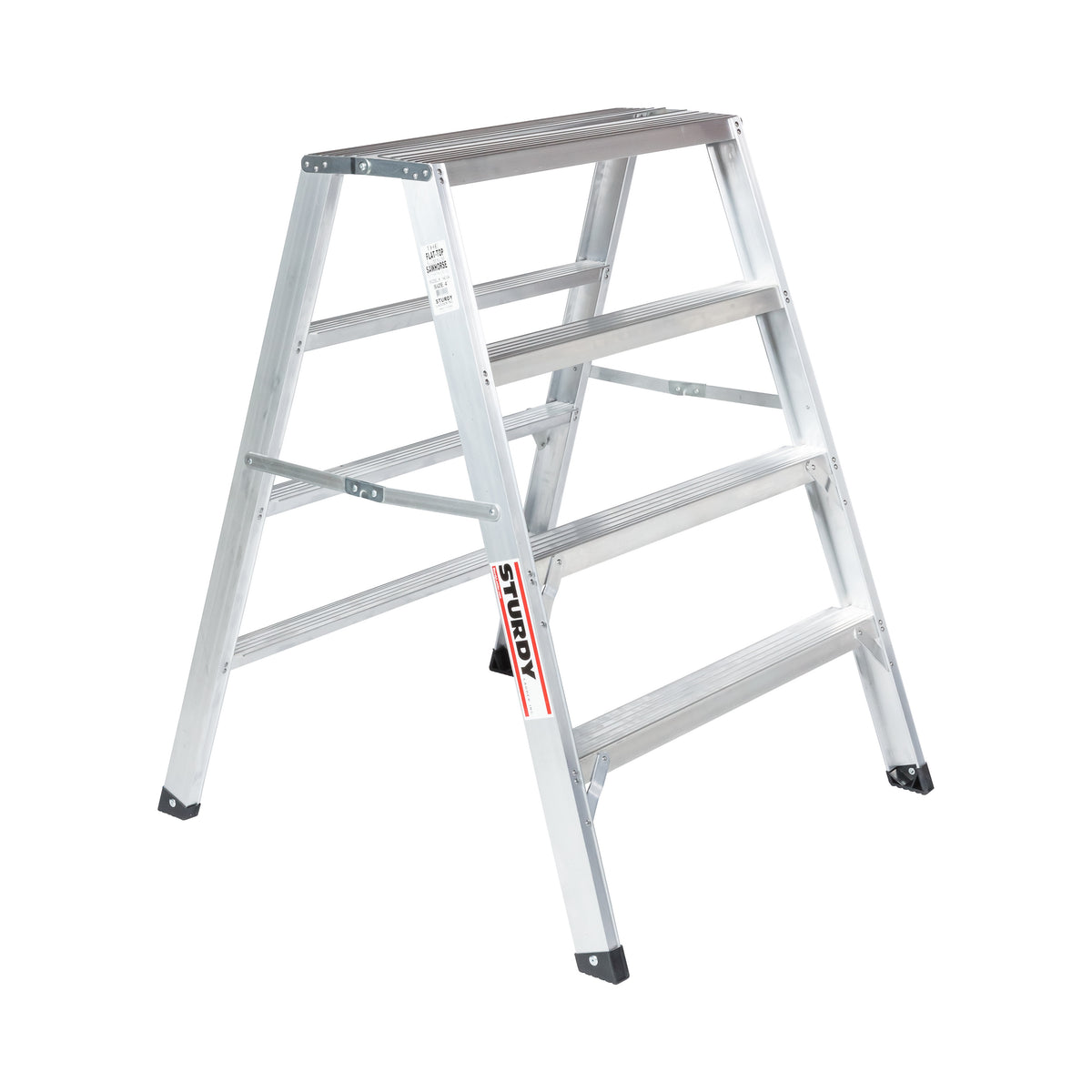 Sturdy Ladders 140 Series Aluminum Sawhorse Ladder Flat-Top 300 lb Rated- 4'