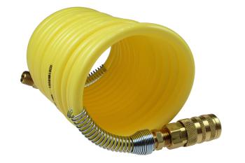 CO 15X-N14-12A Nylon Coil, 1/4" x 12', 1/4" 6 Ball Industrial Coupler & 1/4" NPT Swivel Fitting, Yellow