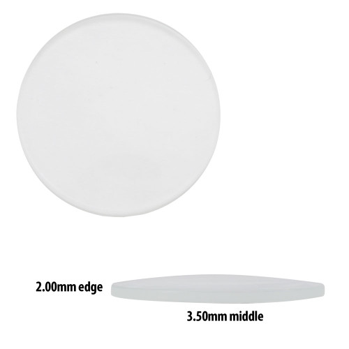 Round Domed Top Flat Back Magnifier Mineral Glass Crystals 3.50mm Middle And 2.00mm Edge