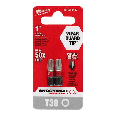 Milwaukee 48-32-4437 SHOCKWAVE 1 in. T30 Impact Bit 2PK