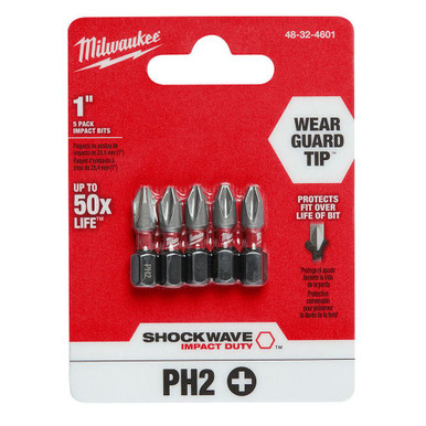 Milwaukee 48-32-4601 #2 Phillips Shockwave 1 in. Insert Bits 5 pk