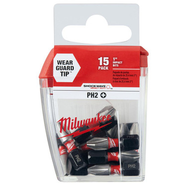 Milwaukee 48-32-5003 #2 Phillips Shockwave 1 in. Insert Bit (15 Pack)