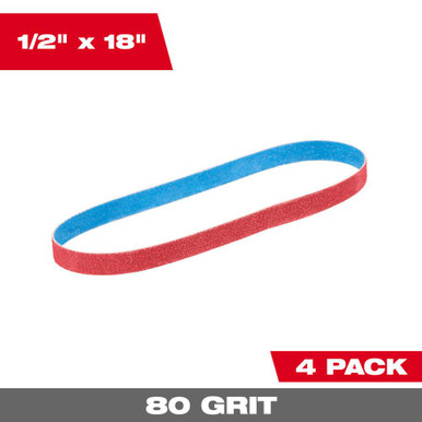 Milwaukee 48-80-9080 1/2 x 18 in 80 Grit Bandfile Belts 4 pack