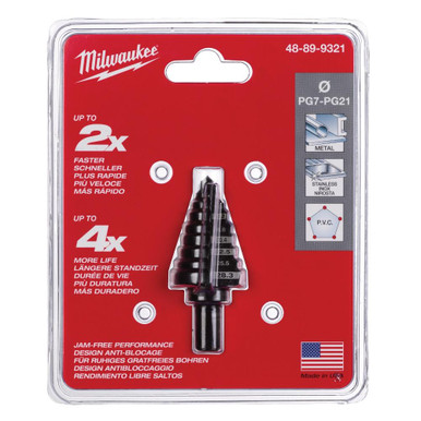 Milwaukee 48-89-9321 PG7 - PG21. - 9 Hole Size Step Drill Bit