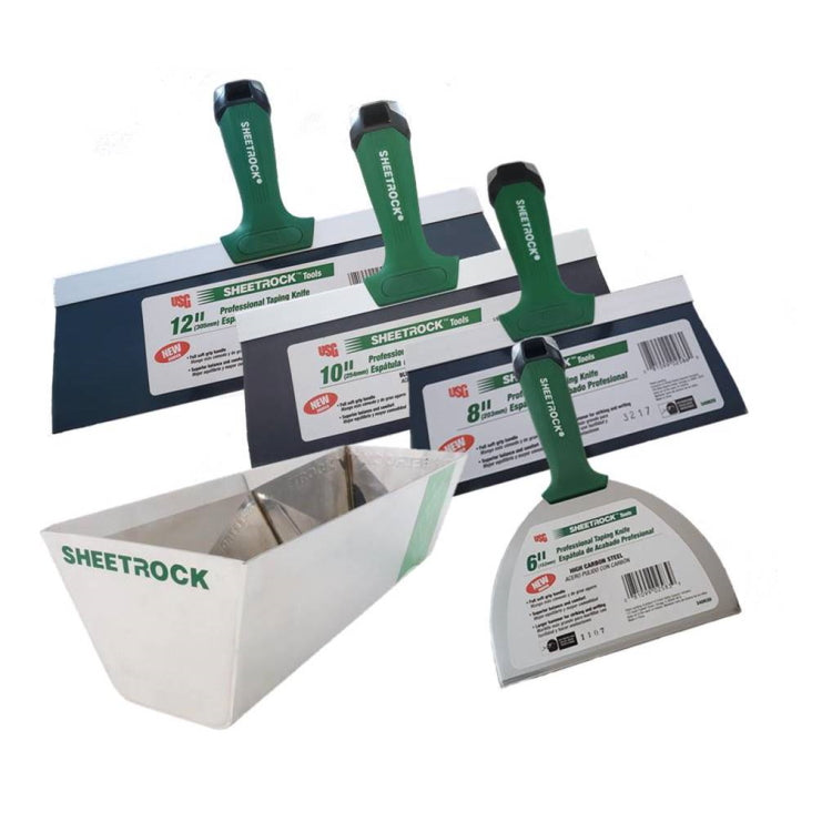USG Sheetrock Professional 4-Piece Drywall Taping Knife Set with 12" USG Pan