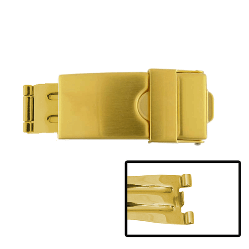 Watch Band Clasp Gold Plated Tri Fold Buckles With Security Catch Clasps