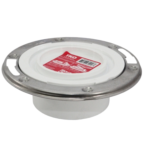 3" Hub x 4" Inside, Total Knockout Closet Flange (TKO) w/ Swivel St. Steel Ring, SCH40 PVC