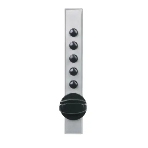 Kaba Access 9662C10-26D-41Click To CopyPush Button Cabinet Lock, Sheet Metal 14-20 Gauge Application, End Throw, Clutch Ball Bearing Knob, without Trim and Deadbolt Satin Chrome Finish