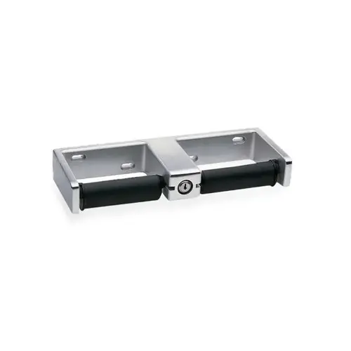 Bobrick B27460Click To CopyDouble Roll Toilet Tissue Dispenser with Cylinder Lock without Controlled Delivery Satin Stainless Steel Finish