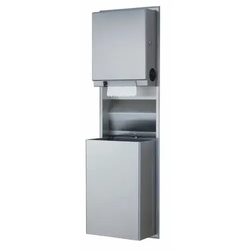Bobrick B3961Click To CopyRecessed Convertible Paper Towel Dispenser/Waste Receptacle, Satin Stainless Steel
