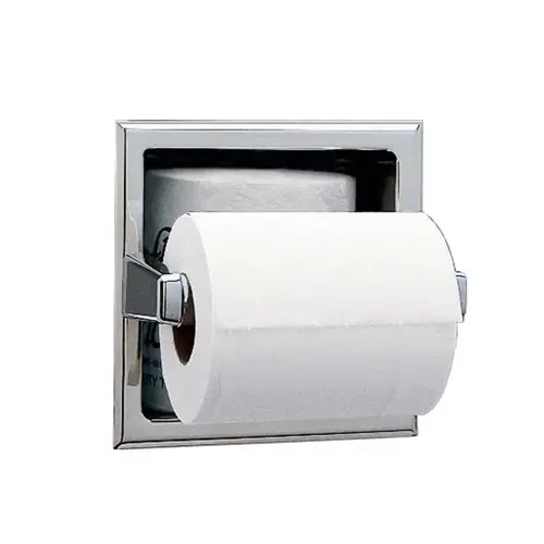Bobrick B6637Click To CopyRecessed Toilet Tissue Dispenser with Storage for Extra Roll, Satin Stainless Steel