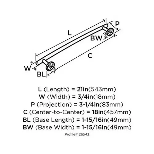 Amerock BH26543SSClick To Copy18" (457 mm) Arrondi Towel Bar Stainless Steel Finish