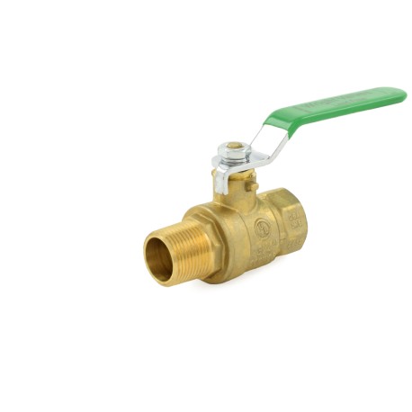 3/4" Male x 3/4" Female NPT Threaded Brass Ball Valve, Full Port, Lead-Free