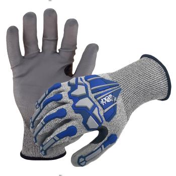 Azusa Safety BLUWOLF 18 Gauge HPPE Blended ANSI A4 Cut Resistant Gloves with Finger/Knuckle Guards and Reinforced Thumb Crotch, 2XL
