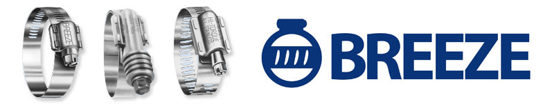 Breeze Aero-Seal 300 SS Hose Clamps with Hex Screw, 1-1/16" - 2" Range, SAE 24