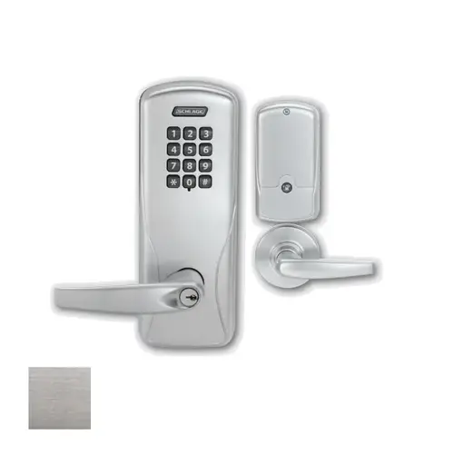 Schlage Electronics CO100CY70 KP SPA 626 JDClick To CopyStandalone Keypad Programmable Electronic Lock Cylindrical Classroom / Storeroom Keypad Sparta Lever with Large Format Less Core Satin Chrome Finish