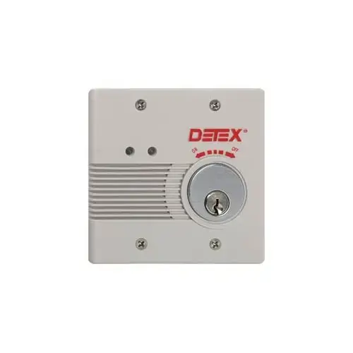 DETEX EAX2500FClick To CopyGray Exit Alarm, Flush Mount, 100DB, AC/DC Hardwired with Optional 9VDC Battery Backup, Warning Sign and Back Box Included, Door Mag Contact and Transformer not Included.