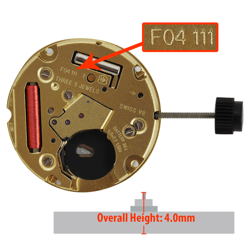 ETA 3 Hand Quartz Watch Movement F04.115 Date At 3:00 Overall Height 4.0mm