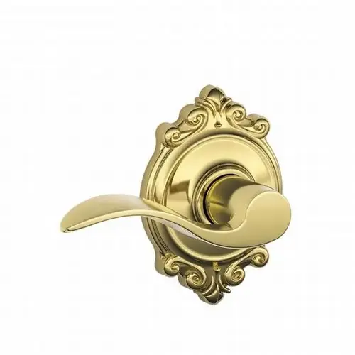 Schlage Residential F10 ACC 505 BRKClick To CopyAccent Lever with Brookshire Rose Passage Lock with 16080 Latch and 10027 Strike Lifetime Brass Finish