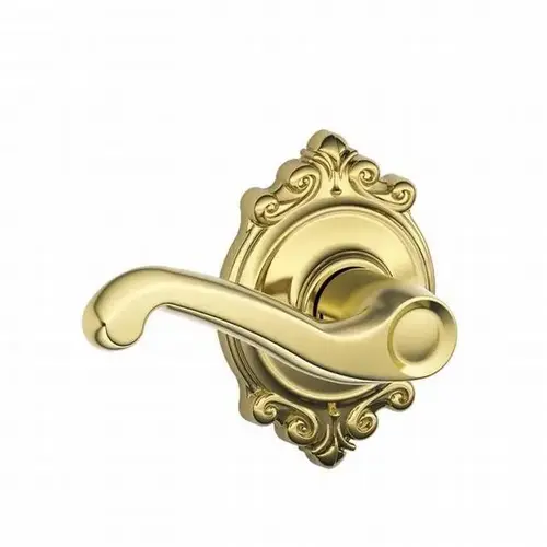 Schlage Residential F10 FLA 505 BRKClick To CopyFlair Lever with Brookshire Rose Passage Lock with 16080 Latch and 10027 Strike Lifetime Brass Finish