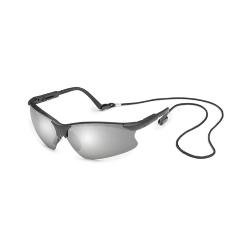 Gateway Safety 16GB8M Scorpion Safety Glasses, Silver Mirror Lens, Black Frame, Adjustable Length Temples, Retainer