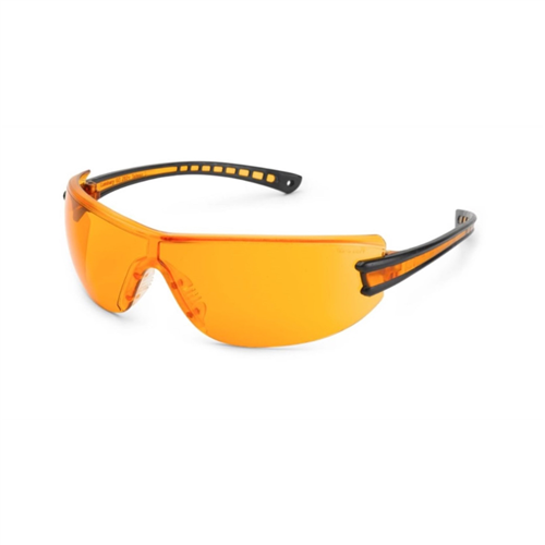Gateway Safety 19GB77 Luminary Safety Glasses, Wraparound Orange Anti-Scratch Lens, Black Temple, Lightweight
