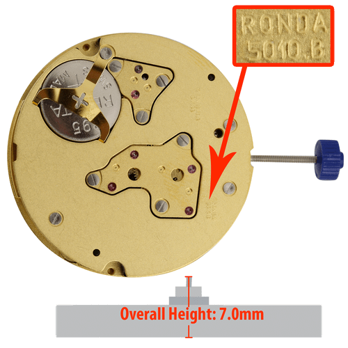 Harley Ronda 5 Hand Quartz Watch Movement HQ5010.B Date At 12:00 Overall Height 7.0mm