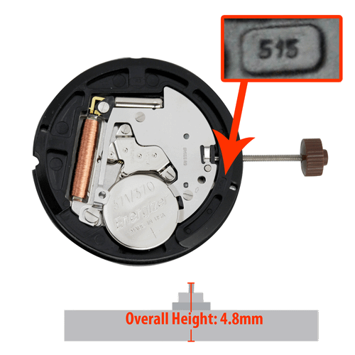 Harley Ronda 3 Hand Quartz Watch Movement HQ515.2-D4 Date At 4:00 Post Overall Height 4.8mm