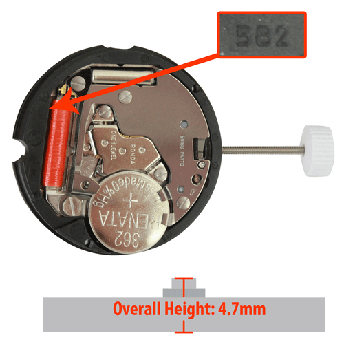 Harley Ronda 2 Hand Quartz Watch Movement HQ582.3 Overall Height 4.7mm