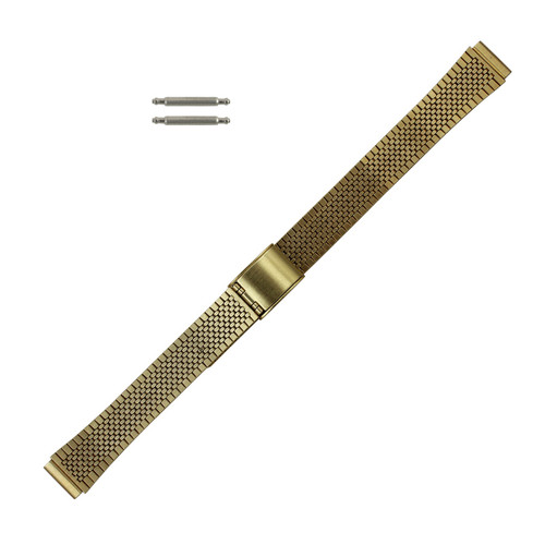 Watch Band 11mm Gold Tone Stainless Steel Flat Jubilee Look 5 7/8 Inch Length