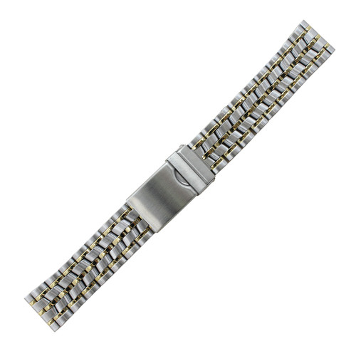 Stainless Steel 20mm Two Tone Metal Watch Band 6 7/8 Inch Length