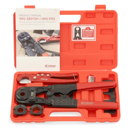 Compact PEX Crimp Tool Kit w/ Pipe Cutter for sizes 3/8", 1/2", 3/4" & 1"