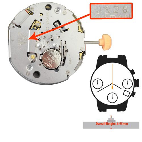 Miyota/Citizen LTD Quartz Chronograph Watch Movement JS26 Overall Height 6.9mm
