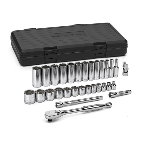 Gearwrench 8056830 Pc 3/8" Dr 12 Pt Sae Std & Deep Socket Set