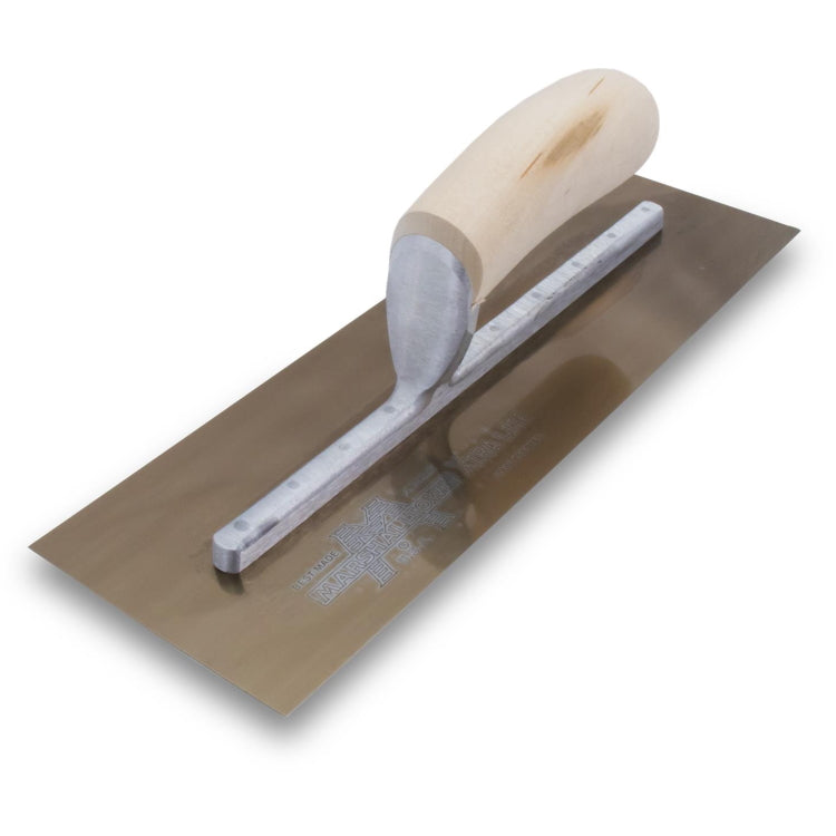 Marshalltown Golden Stainless Steel Finishing Trowel Wood Handle - 14" X 5"