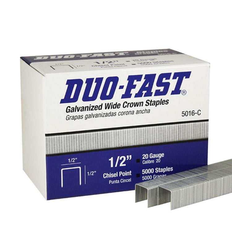 Paslode Duo-Fast 1/2" Leg 20G Galvanized Fine Wire Staples - 5000 Per Box