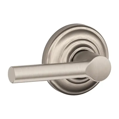 Schlage Residential F10 BRW 619 ANDClick To CopyBroadway Lever with Andover Rose Passage Lock with 16080 Latch and 10027 Strike Satin Nickel Finish