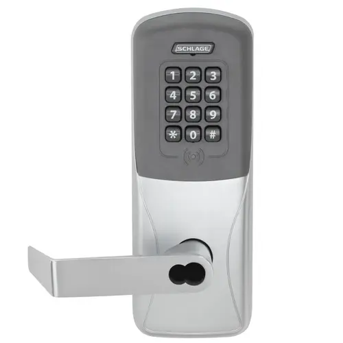 Schlage Electronics CO200MS70 PRK RHO 626 JDClick To CopyStandalone Electronic Lock with Rights on Lock Mortise Classroom / Storeroom Proximity and Keypad Rhodes Lever with Large Format Less Core Satin Chrome Finish