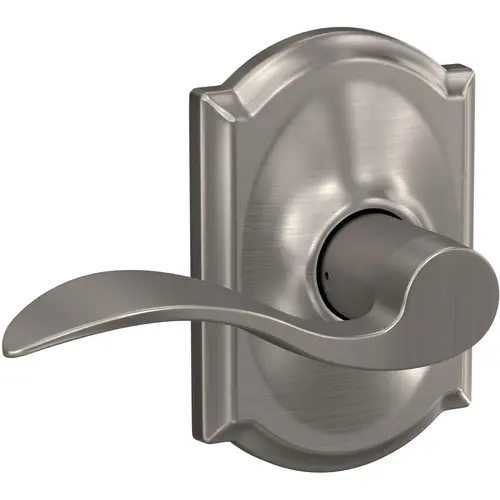 Schlage Residential F10 ACC 619 CAMClick To CopyF10ACC619CAM 16-080 10-027 Accent / Camelot Passage - Satin Nickel