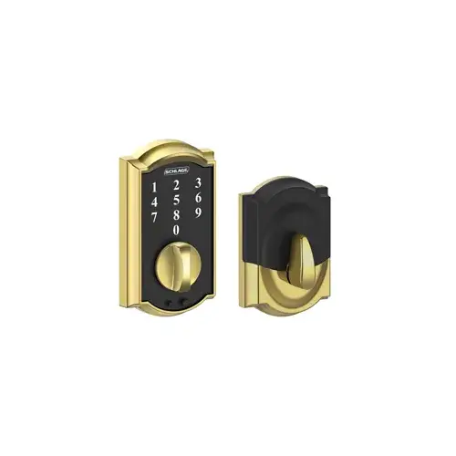 Schlage Residential BE375 CAM 605Click To CopyBE375CAM605 12-321 10-116 Camelot Touch Keyless Deadbolt - Polished Brass