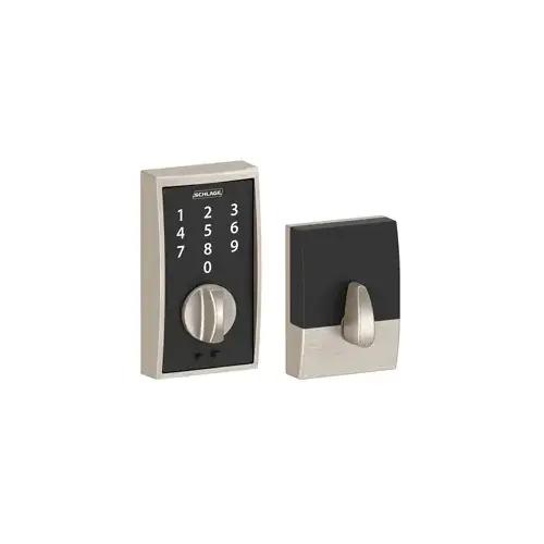 Schlage Residential BE375 CEN 619Click To CopyBE375CEN619 12-321 10-116 Century Touch Keyless Deadbolt - Satin Nickel